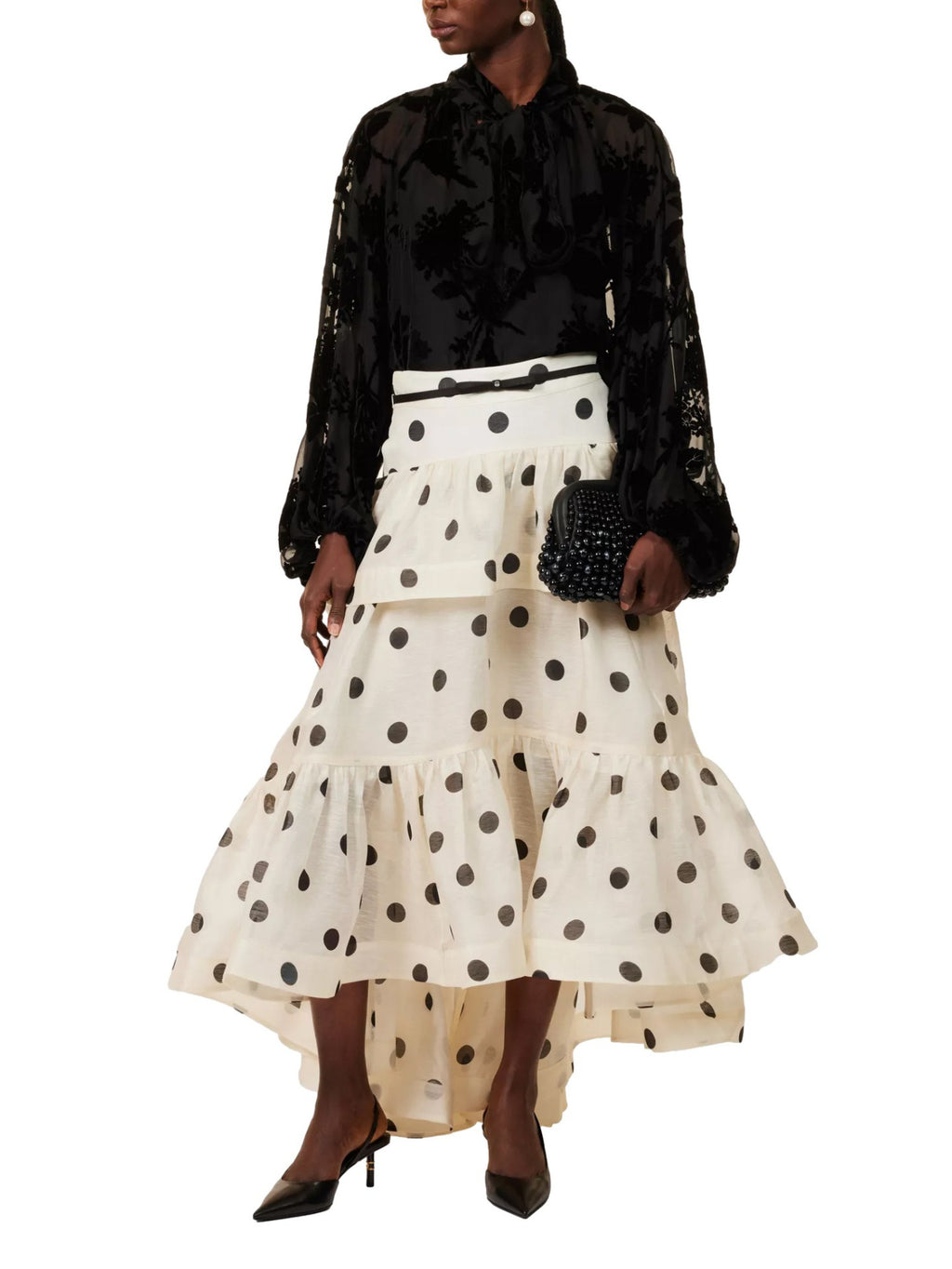D9777 European And American Women'S Clothing, Casual And Fashionable Ruffle Leaf Edge Cake Skirt (Belt Not Included)