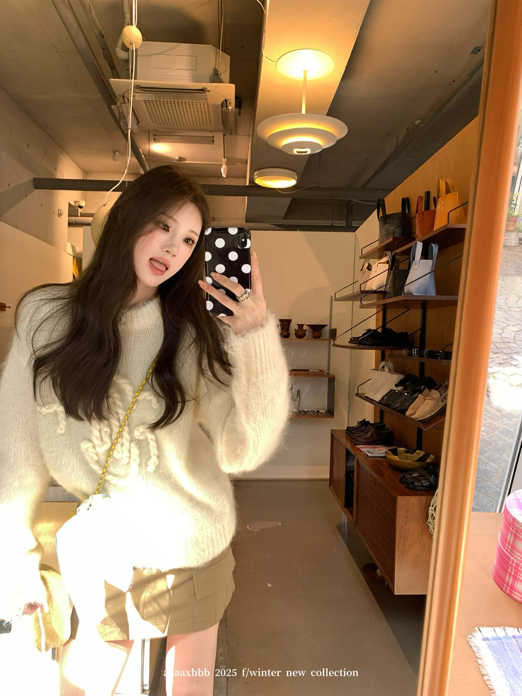 New Women's Winter Rope- Sweater, Solid White Loose Crew Neck, Unique Design Small-Batch Knitwear
