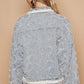 POL Star Textured Raw Hem Long Sleeve Denim Jacket