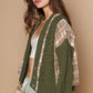 POL Cable-Knit Plaid V-Neck Button Up Cardigan