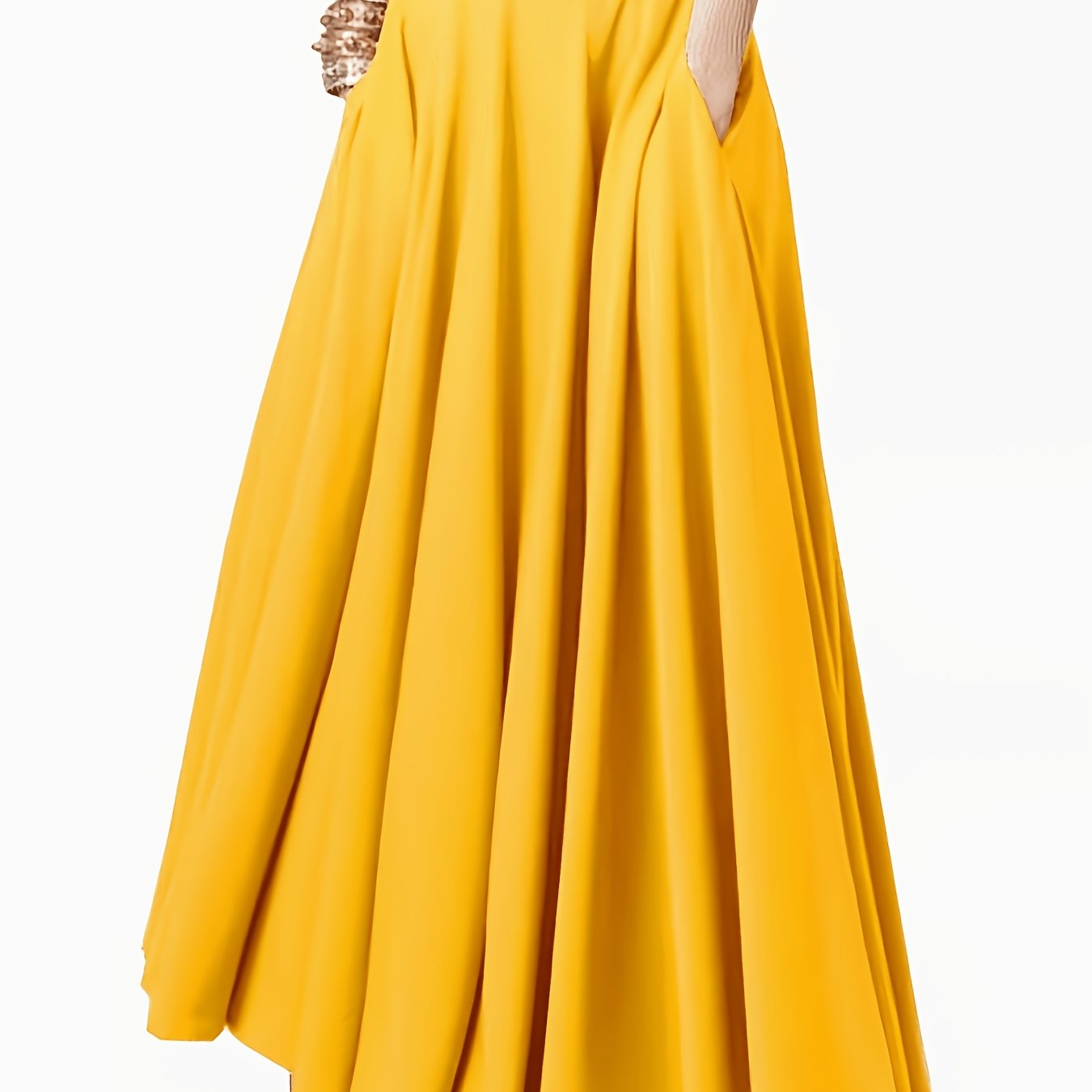 Women's Elegant Midi Skirt with Elastic Waist & - Solid Color Pleated Skirts Suitable for Seasons, Casual to Dressy Wear