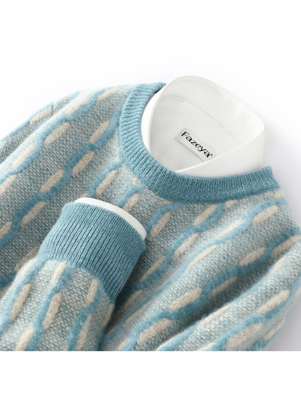 100% Pure Cashmere Men's New Autumn-winter Style Round-neck Color-matched Thick and Loose Casual Sheepskin Knitted Base Layer Sweater