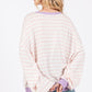 Ces Femme Striped Round Neck Drop Shoulder Sweatshirt