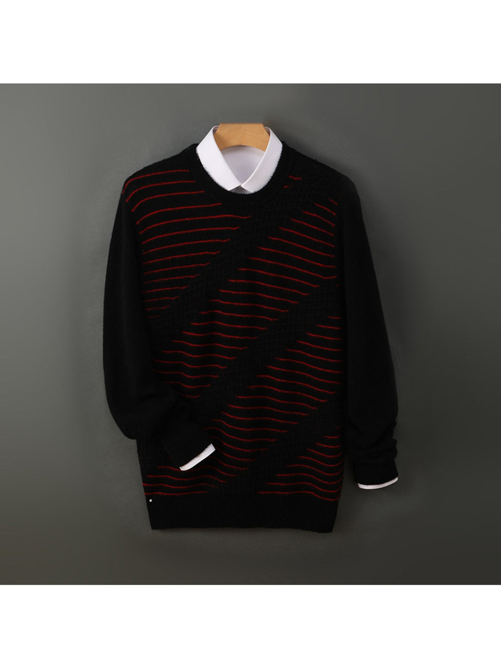 100% Australian Cashmere sweater, loose round-neck, thick, multi-color, knitted Cashmere sweater for casual wear, suitable for business attire, Men's clothing