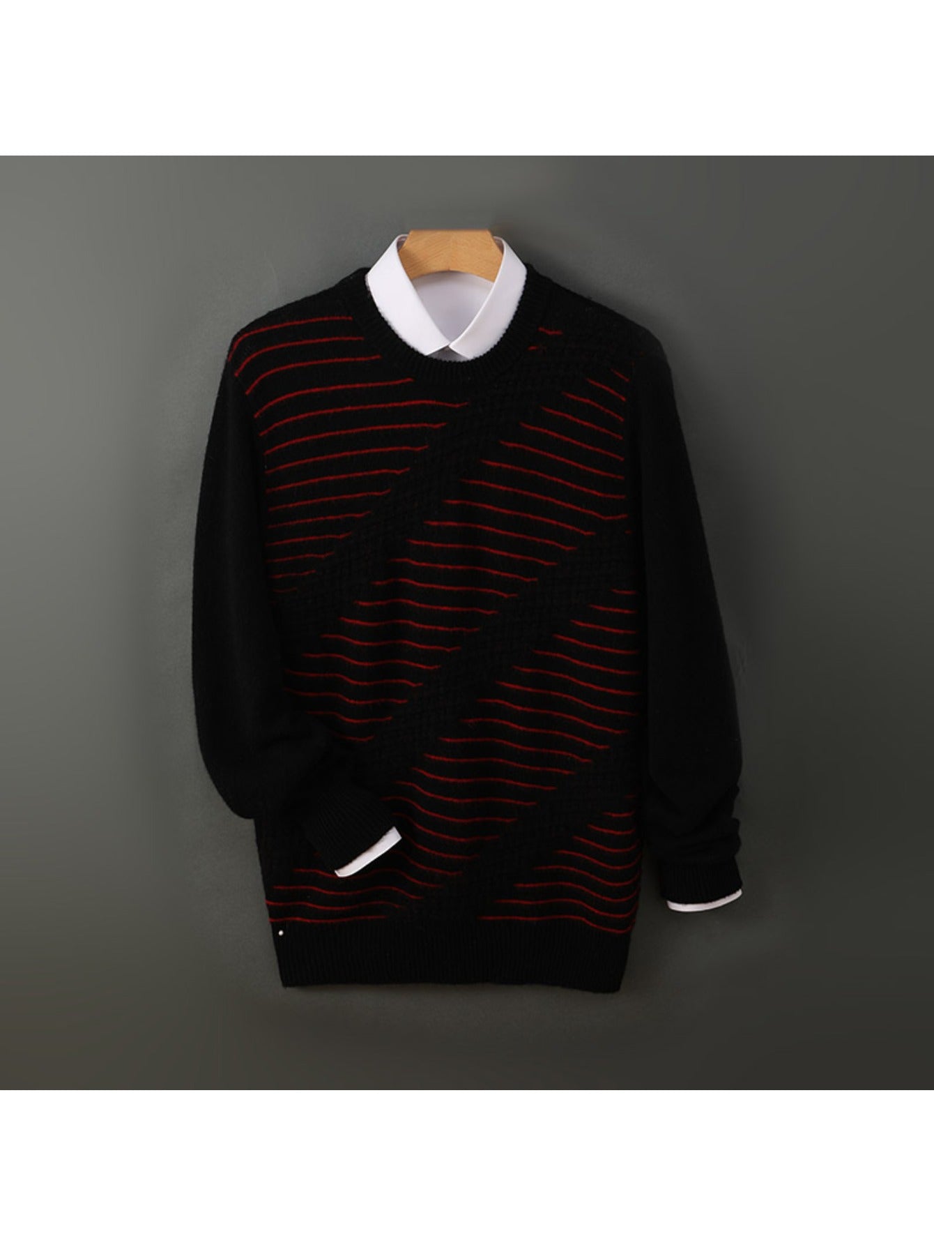 100% Australian Cashmere sweater, loose round-neck, thick, multi-color, knitted Cashmere sweater for casual wear, suitable for business attire, Men's clothing