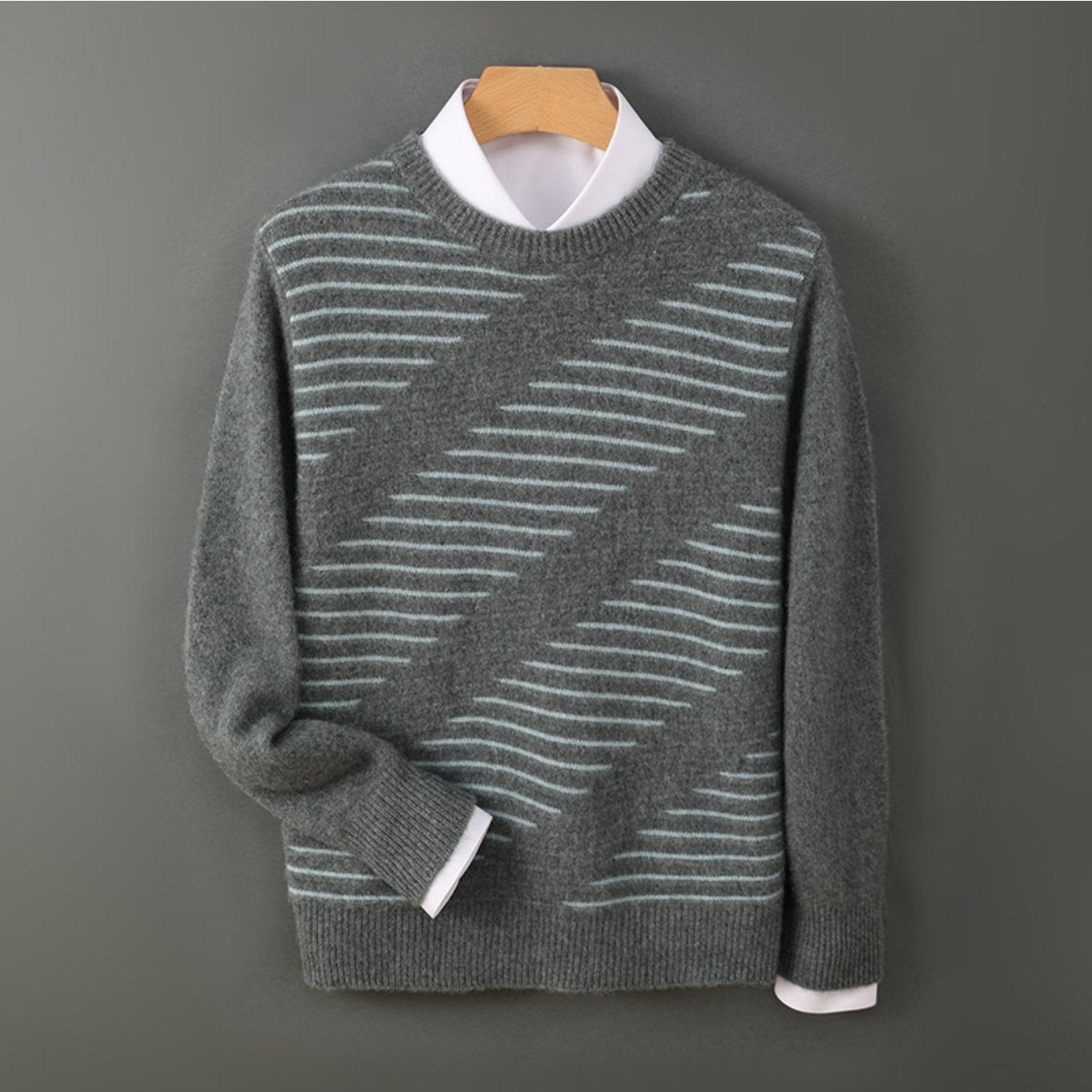 100% Australian Cashmere sweater, loose round-neck, thick, multi-color, knitted Cashmere sweater for casual wear, suitable for business attire, Men's clothing