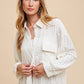 Annie Wear Openwork Button Down Drop Shoulder Shirt