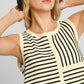 Umgee Round Neck Texture Striped Tank