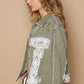 POL Crochet Patch Embroidered Button Up Jacket