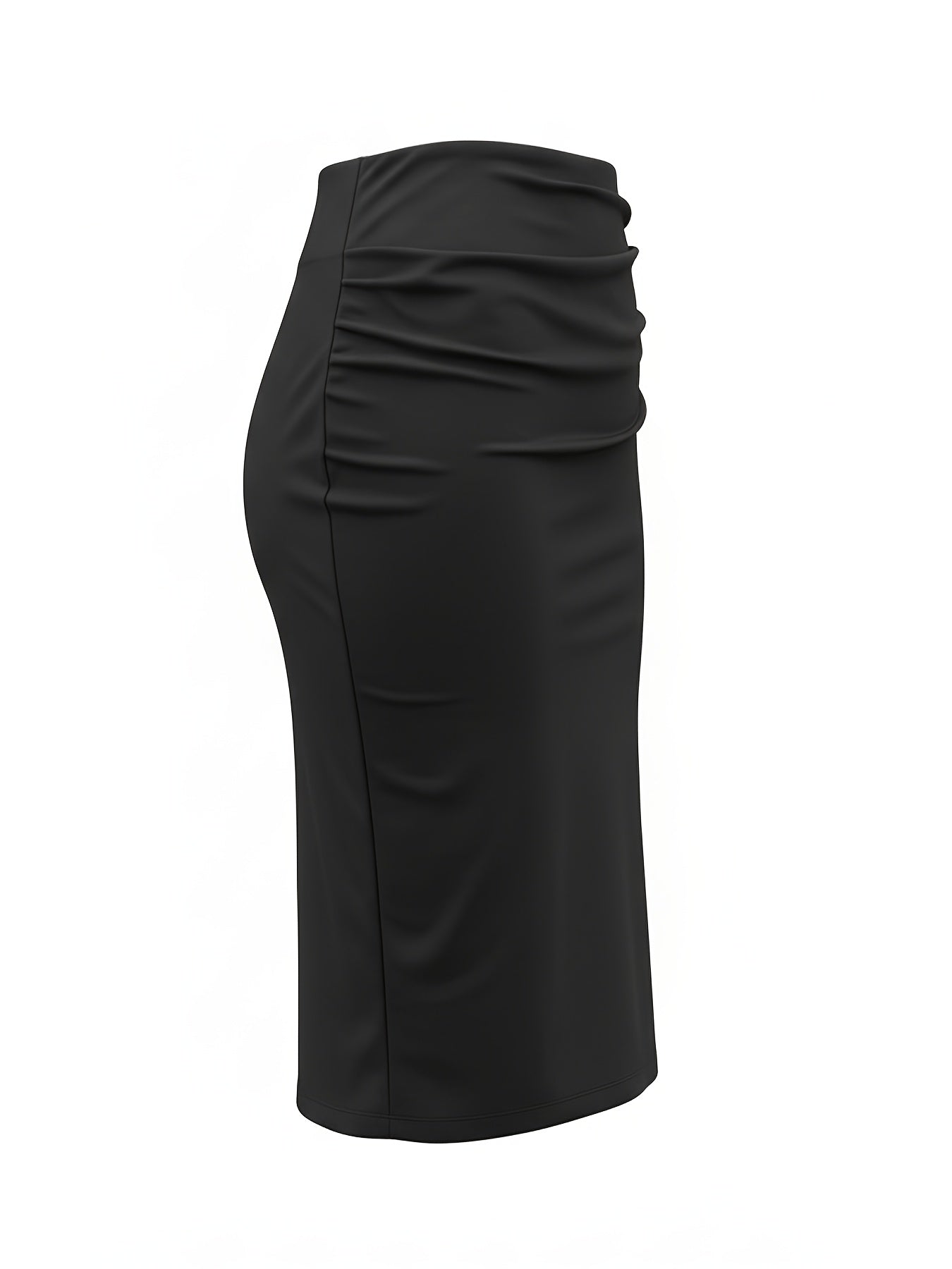 An Elegant Pleated Pencil Skirt Adorned with Golden Floral Decorations, Featuring a High Waist And a Mid-Length Design. This Sophisticated Black Skirt Showcases Eye-Catching Golden Floral Details And a Fitted Silhouette That Beautifully Highlights T