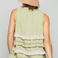 POL Ruffled Open Front Sleeveless Cardigan