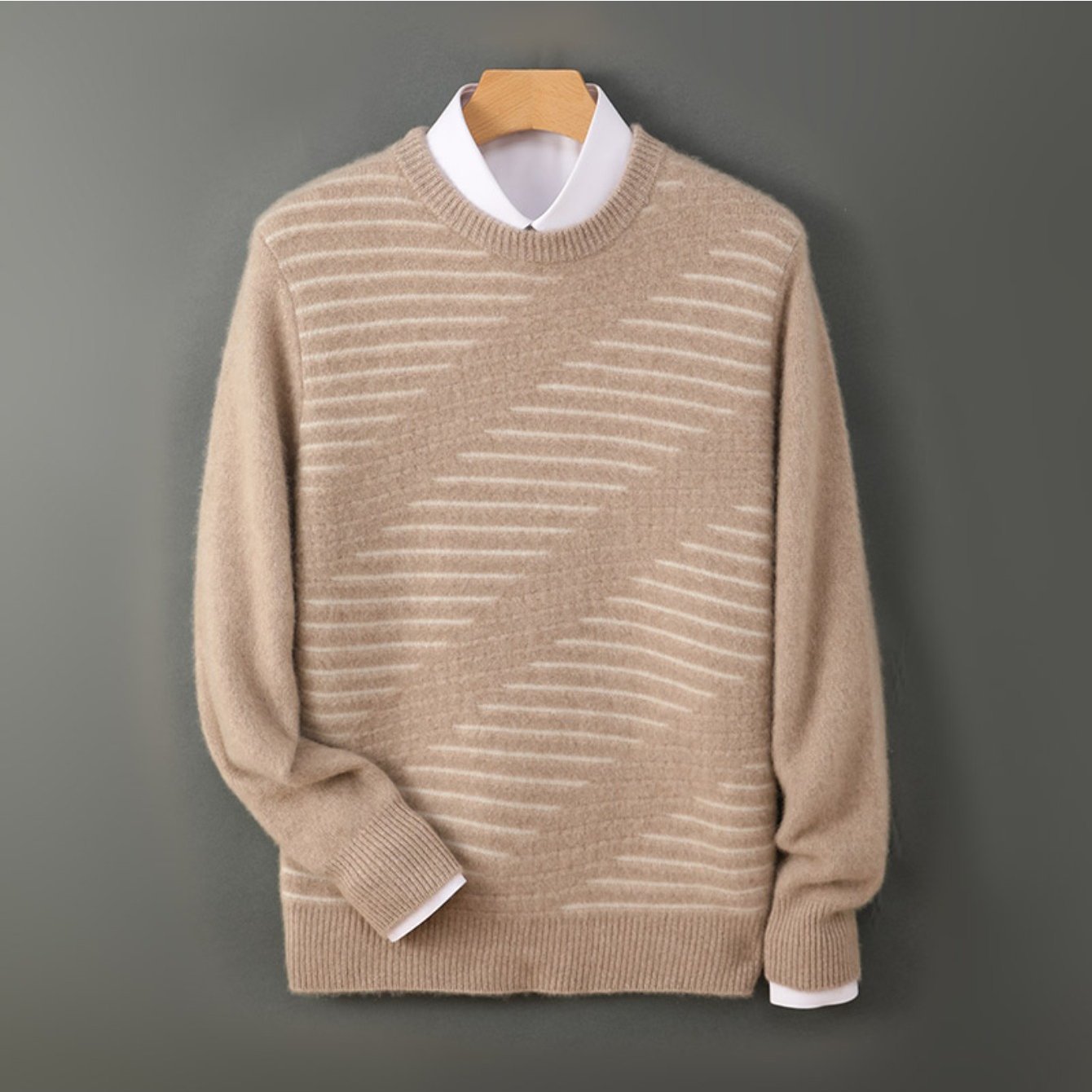 100% Australian Cashmere sweater, loose round-neck, thick, multi-color, knitted Cashmere sweater for casual wear, suitable for business attire, Men's clothing