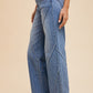 Annie Wear Decorative Seams Wide Leg Jeans