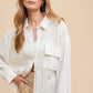 Annie Wear Openwork Button Down Drop Shoulder Shirt