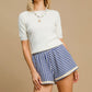 Umgee Elastic Waist Striped Shorts with Pockets