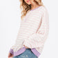 Ces Femme Striped Round Neck Drop Shoulder Sweatshirt