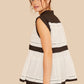 Annie Wear Contrast Trim Peplum Button Detail Blouse