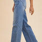 Annie Wear Decorative Seams Wide Leg Jeans