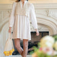 Annie Wear Crochet Vest Notched Long Sleeve Shirt Dress