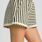 Umgee Elastic Waist Striped Shorts with Pockets