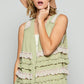 POL Ruffled Open Front Sleeveless Cardigan