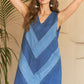 ADORA Chevron Color Block V-Neck Denim Dress