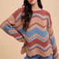 Annie Wear Multi Color Zig-Zag Round Neck Sweater