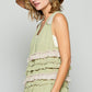 POL Ruffled Open Front Sleeveless Cardigan