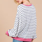 Ces Femme Striped Round Neck Drop Shoulder Sweatshirt