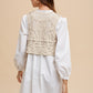 Annie Wear Crochet Vest Notched Long Sleeve Shirt Dress