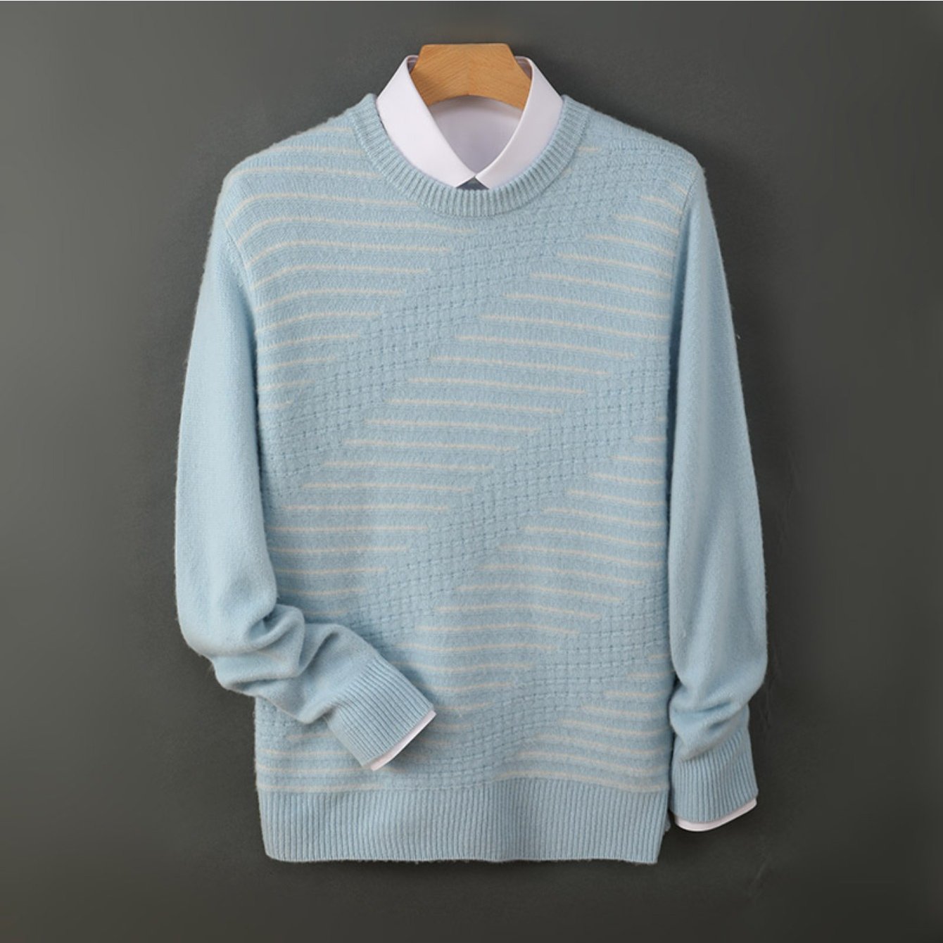 100% Australian Cashmere sweater, loose round-neck, thick, multi-color, knitted Cashmere sweater for casual wear, suitable for business attire, Men's clothing