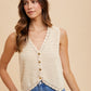 Annie Wear Crochet Trim Button Down Sweater Vest