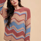 Annie Wear Multi Color Zig-Zag Round Neck Sweater