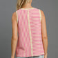 Umgee Round Neck Texture Striped Tank