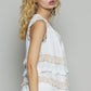 POL Ruffled Open Front Sleeveless Cardigan