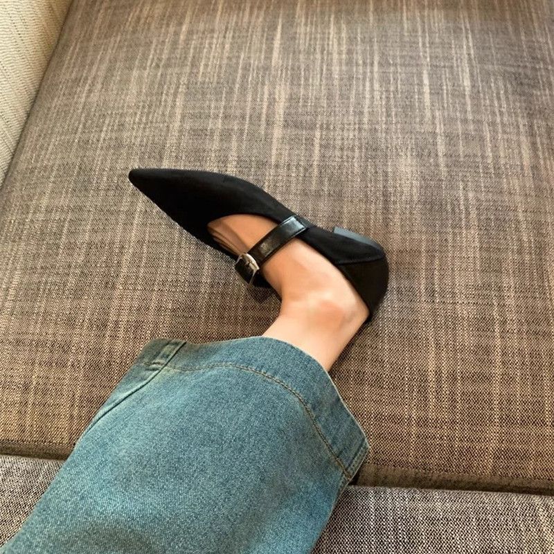 French Style Pointed Toe Flat Shoes Women | 2026 Spring and Autumn New Leopard Print Style Mary Jane Shoes with Buckle Closure, Fabric Upper and Sole, Women Shoes
