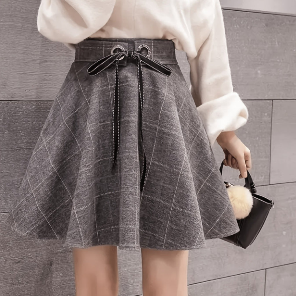 New High-Waisted A-Line Umbrella Skirt for Women in for Spring-Summer 2026, Featuring a Short College Style with a Korean Twist And a Flattering Puffy Design