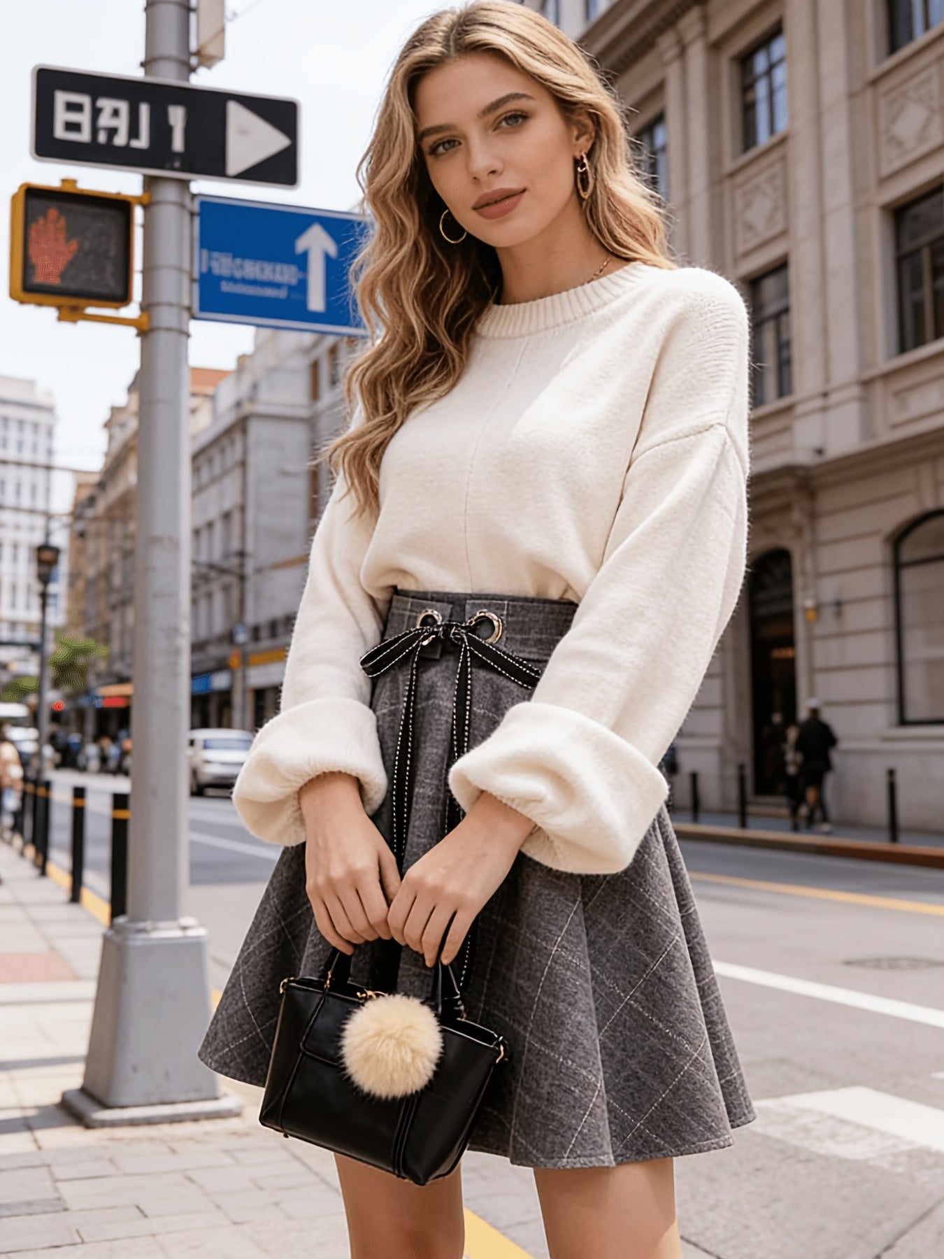 New High-Waisted A-Line Umbrella Skirt for Women in for Spring-Summer 2026, Featuring a Short College Style with a Korean Twist And a Flattering Puffy Design