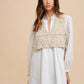 Annie Wear Crochet Vest Notched Long Sleeve Shirt Dress