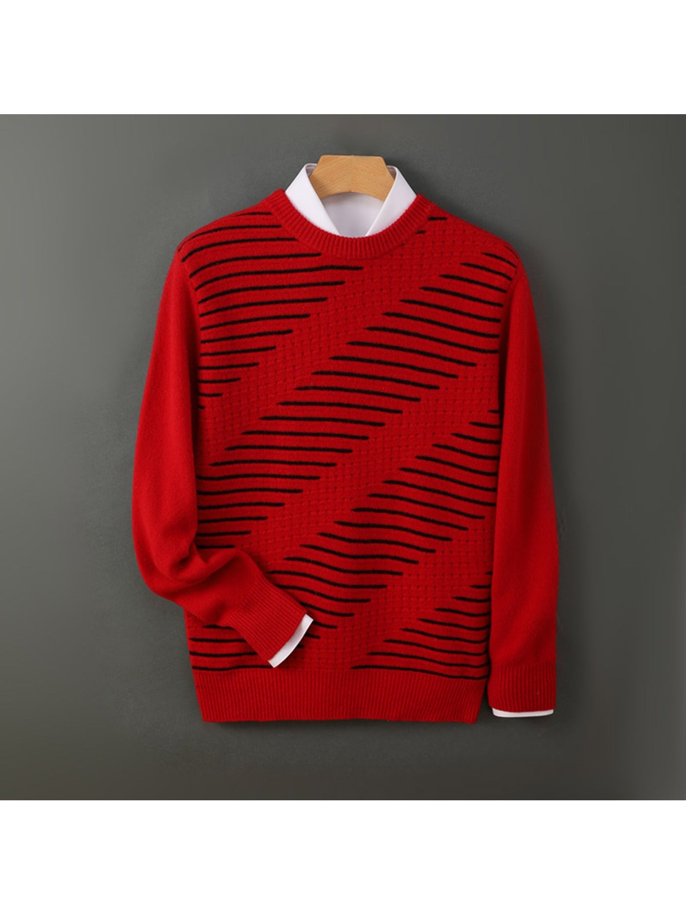 100% Australian Cashmere sweater, loose round-neck, thick, multi-color, knitted Cashmere sweater for casual wear, suitable for business attire, Men's clothing