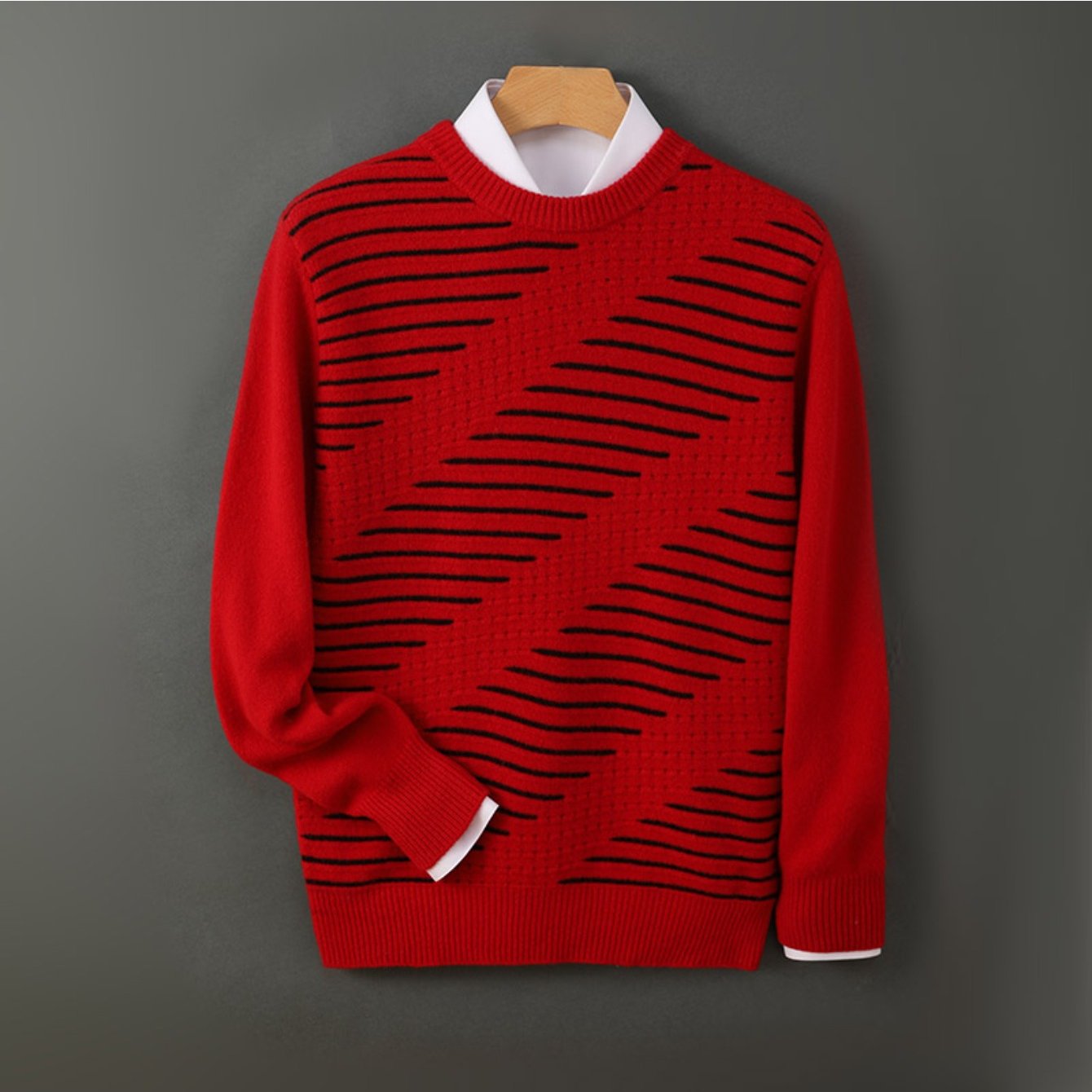 100% Australian Cashmere sweater, loose round-neck, thick, multi-color, knitted Cashmere sweater for casual wear, suitable for business attire, Men's clothing