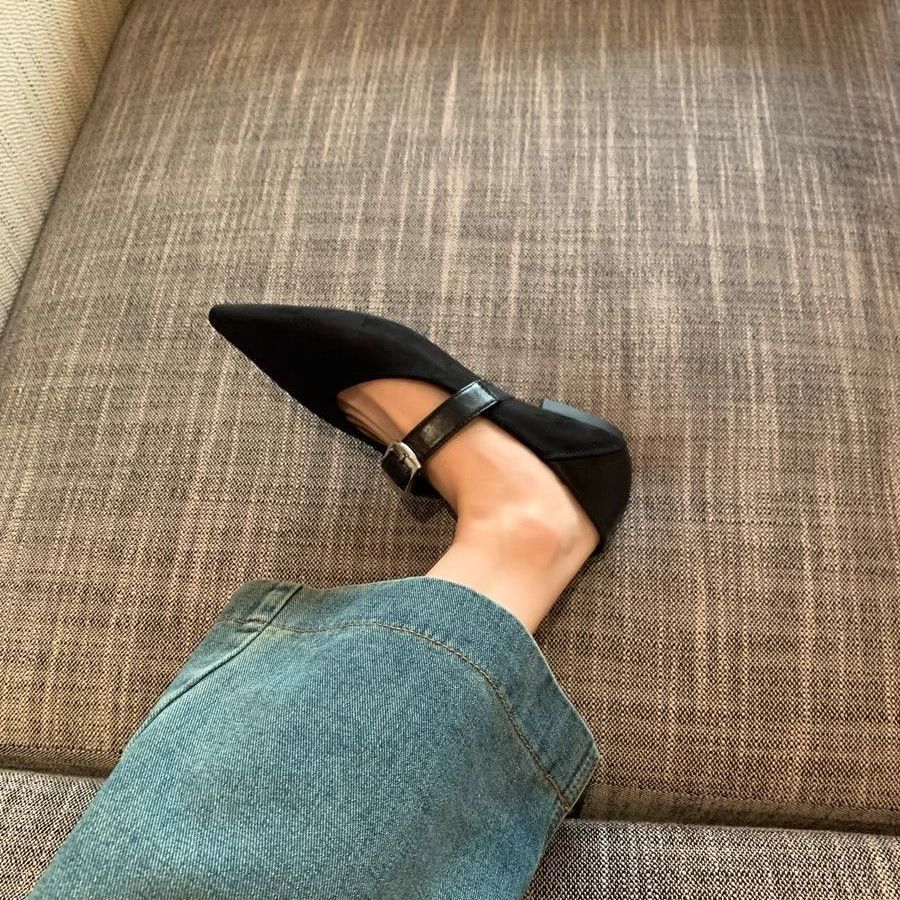 French Style Pointed Toe Flat Shoes Women | 2026 Spring and Autumn New Leopard Print Style Mary Jane Shoes with Buckle Closure, Fabric Upper and Sole, Women Shoes