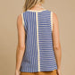 Umgee Round Neck Texture Striped Tank