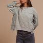 BiBi Mineral Washed Checkered Round Neck Denim Top