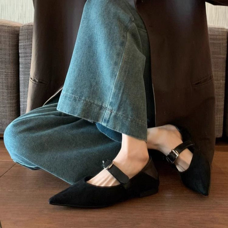 French Style Pointed Toe Flat Shoes Women | 2026 Spring and Autumn New Leopard Print Style Mary Jane Shoes with Buckle Closure, Fabric Upper and Sole, Women Shoes
