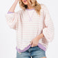 Ces Femme Striped Round Neck Drop Shoulder Sweatshirt