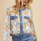 Annie Wear Floral Jacquard Denim Contrast Button Down Jacket