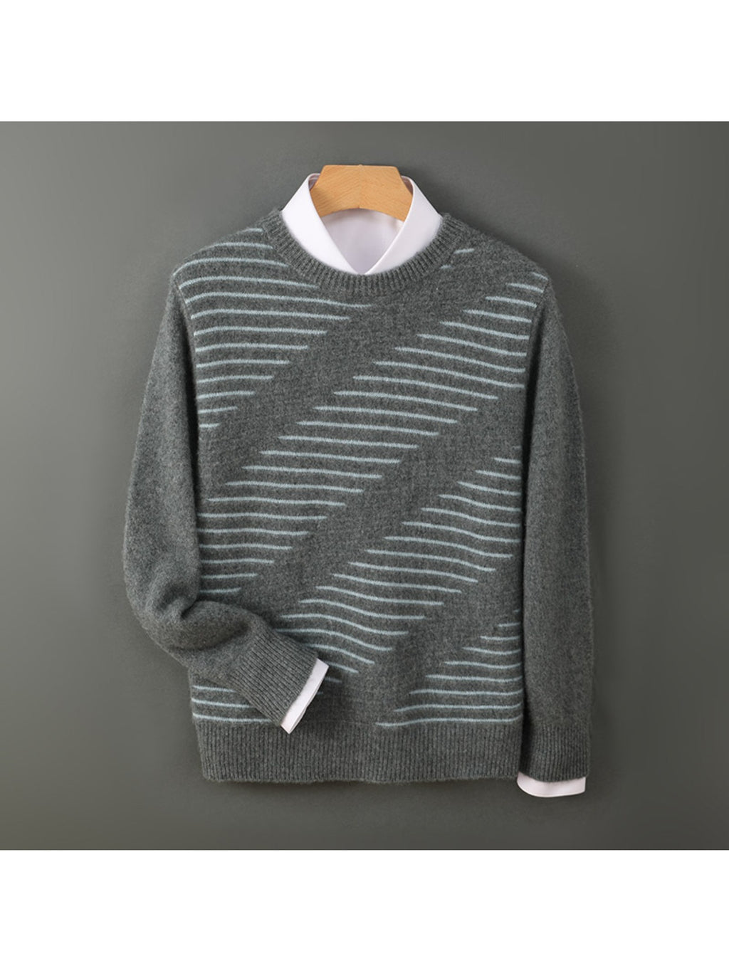 100% Australian Cashmere sweater, loose round-neck, thick, multi-color, knitted Cashmere sweater for casual wear, suitable for business attire, Men's clothing