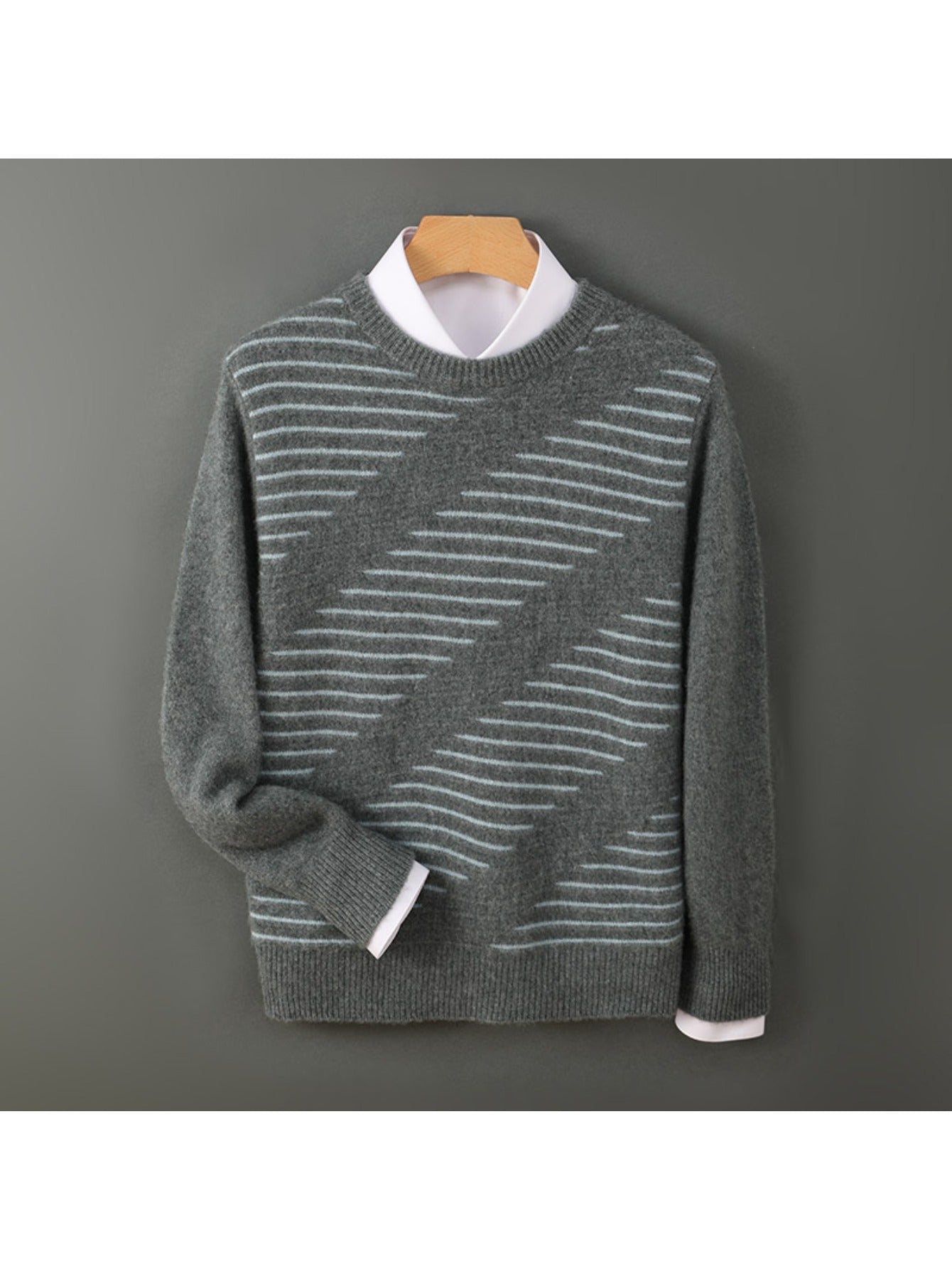 100% Australian Cashmere sweater, loose round-neck, thick, multi-color, knitted Cashmere sweater for casual wear, suitable for business attire, Men's clothing